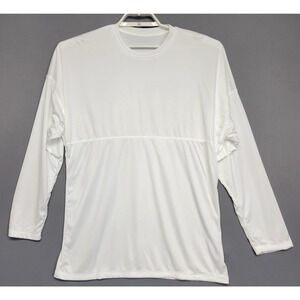 Spirit Jersey Oversized White Top Womens M Lightweight Semi Sheer Long Sleeves